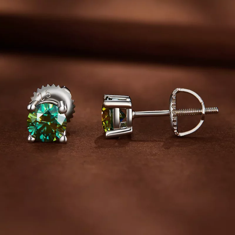 (imagen para) Pendientes estilo Pandora de moissanita de cuatro garras de 0,5 quilates - MSE00 - Ver 2