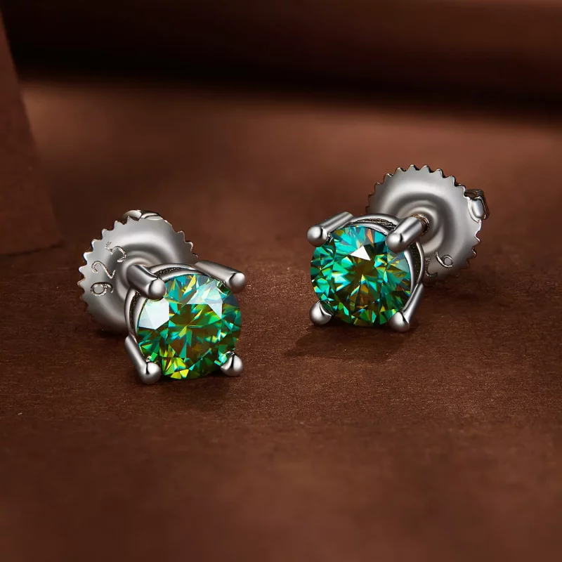 (imagen para) Pendientes estilo Pandora de moissanita de cuatro garras de 0,5 quilates - MSE00 - Ver 3