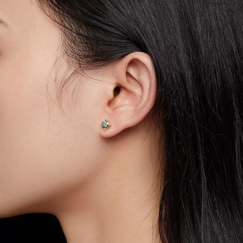 (imagen para) Pendientes estilo Pandora de moissanita de cuatro garras de 0,5 quilates - MSE00 - Ver 5