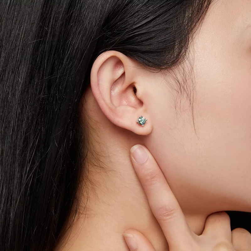 (imagen para) Pendientes estilo Pandora de moissanita de cuatro garras de 0,5 quilates - MSE00 - Ver 6