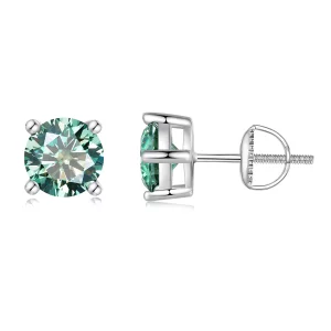 Pendientes estilo Pandora de moissanita de un quilate y cuatro garras - MSE003-CFL (imagen para) Pendientes estilo Pandora de moissanita de un quilate y cuatro garras - MSE003-CFL