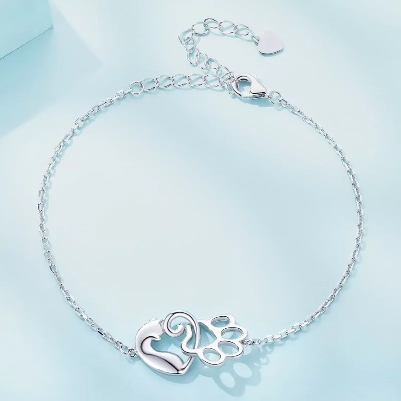 (imagen para) Pulsera de estilo Pandora con lindo gato - SCB253 - Ver 2