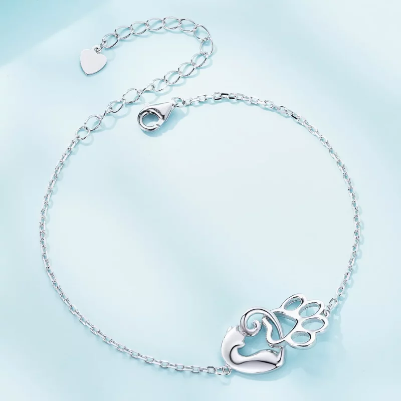 (imagen para) Pulsera de estilo Pandora con lindo gato - SCB253 - Ver 3