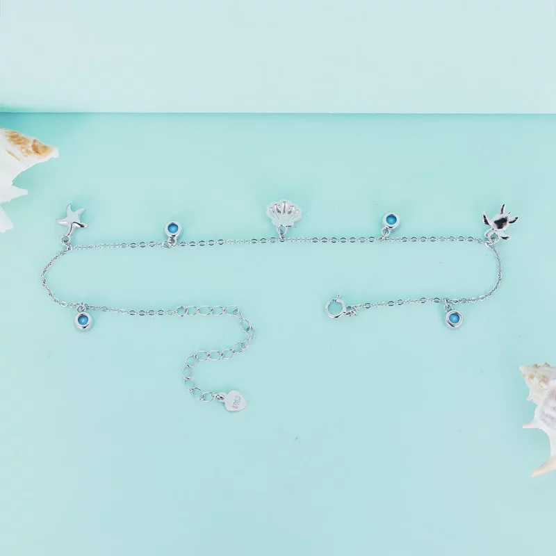 (imagen para) Pulsera de tobillo estilo Pandora con temática de verano y océano - BST006 - Ver 4