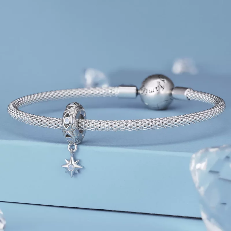 (imagen para) Pulsera estilo Pandora con encanto separador de estrella ojo del diablo - BSC857 - Ver 3