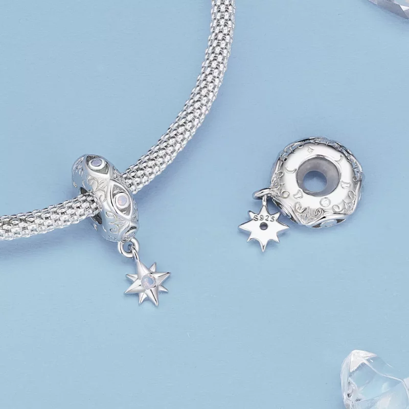 (imagen para) Pulsera estilo Pandora con encanto separador de estrella ojo del diablo - BSC857 - Ver 4
