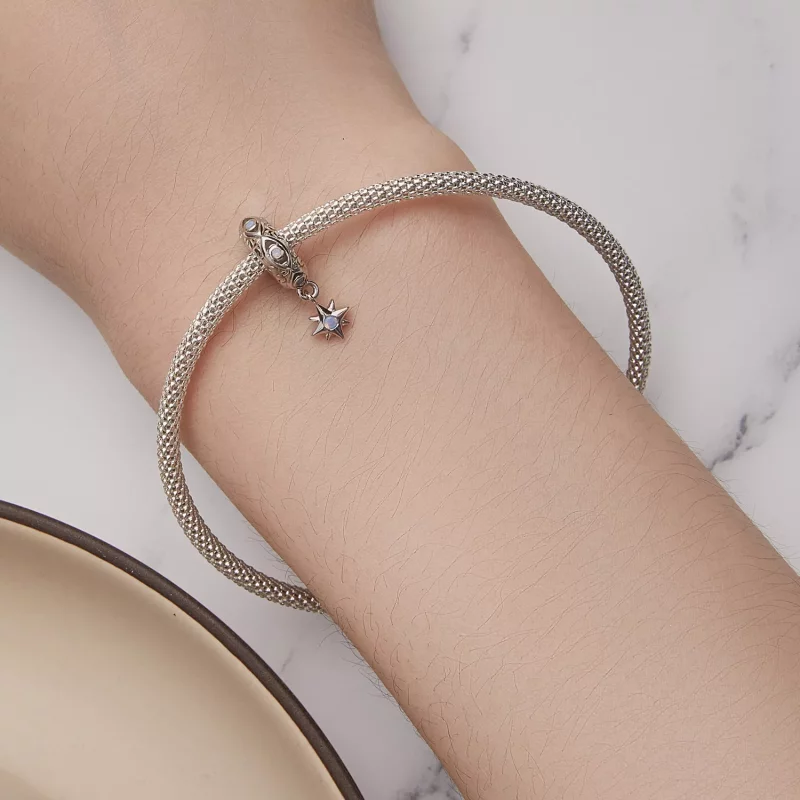 (imagen para) Pulsera estilo Pandora con encanto separador de estrella ojo del diablo - BSC857 - Ver 5