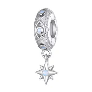 (imagen para) Pulsera estilo Pandora con encanto separador de estrella ojo del diablo - BSC857