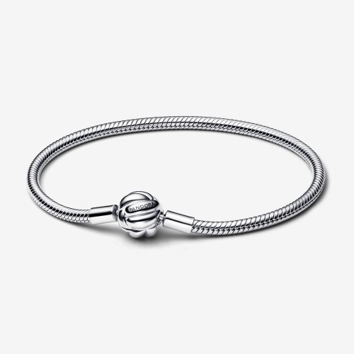 Pulsera Pandora de plata de ley con cadena de serpiente y cierre de nudo de amor - 592422C00