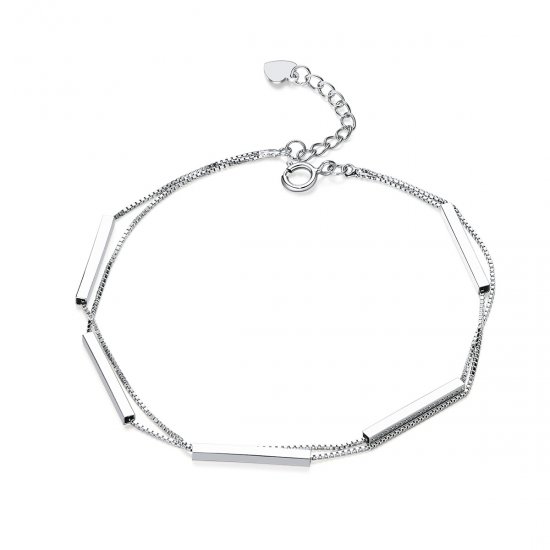 Pulsera deslizante de cadena de geometría plateada al estilo Pandora - SCB170 - Haga click en la imagen para cerrar