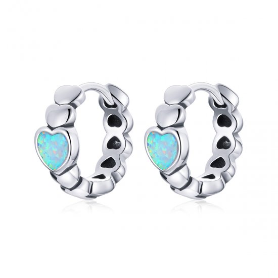 Aretes estilo Pandora pequeños en color verde - BSE488-GN - Haga click en la imagen para cerrar