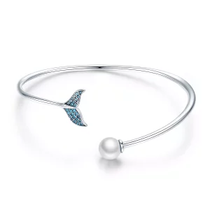 (imagen para) Pulsera abierta de lágrima de sirena en plata de estilo Pandora - SCB123
