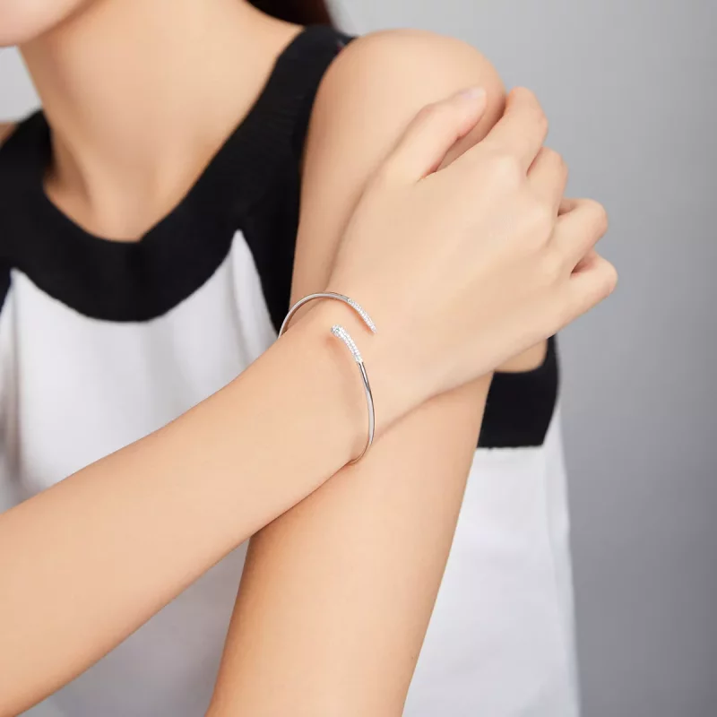 (imagen para) Pulsera abierta de serpiente plateada estilo Pandora - SCB206 - Ver 6