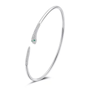 (imagen para) Pulsera abierta de serpiente plateada estilo Pandora - SCB206