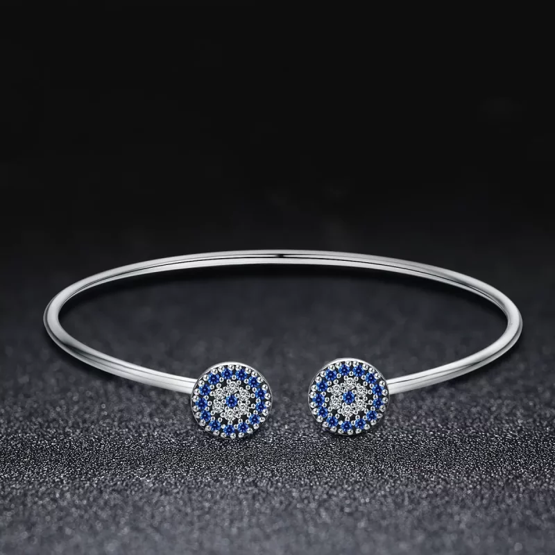 (imagen para) Pulsera abierta estilo Pandora con estrellas plateadas brillantes - SCB058 - Ver 3