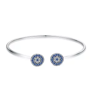 (imagen para) Pulsera abierta estilo Pandora con estrellas plateadas brillantes - SCB058