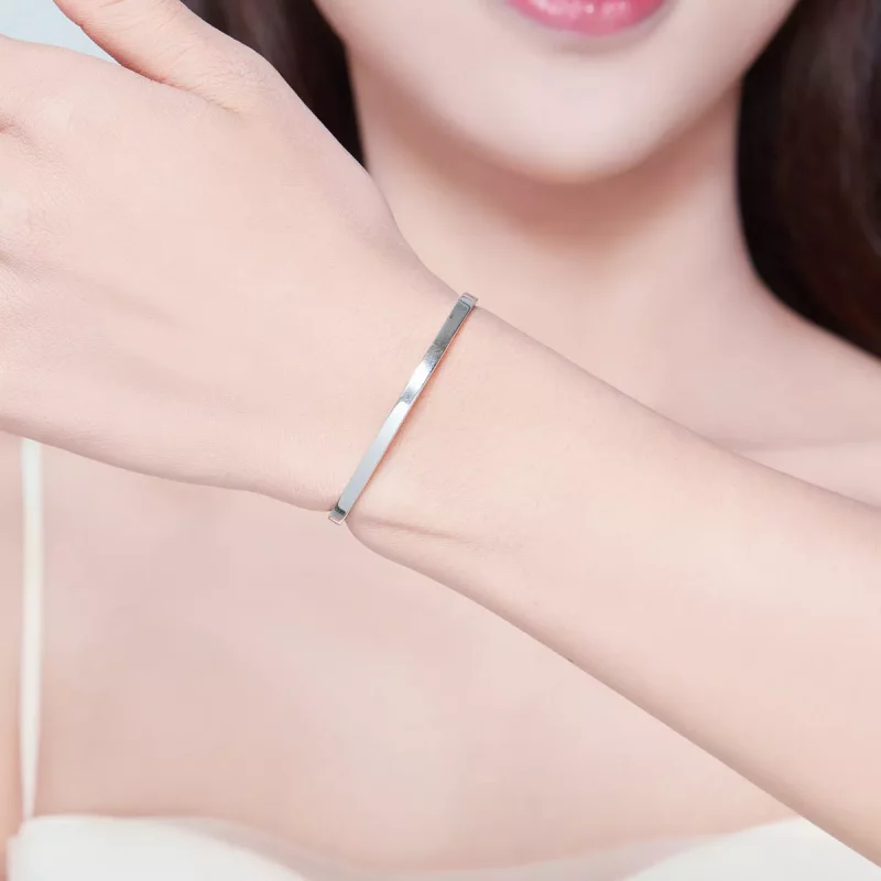 (imagen para) Pulsera abierta estilo Pandora de plata con mensaje "Nada es imposible" - SCB160 - Ver 5