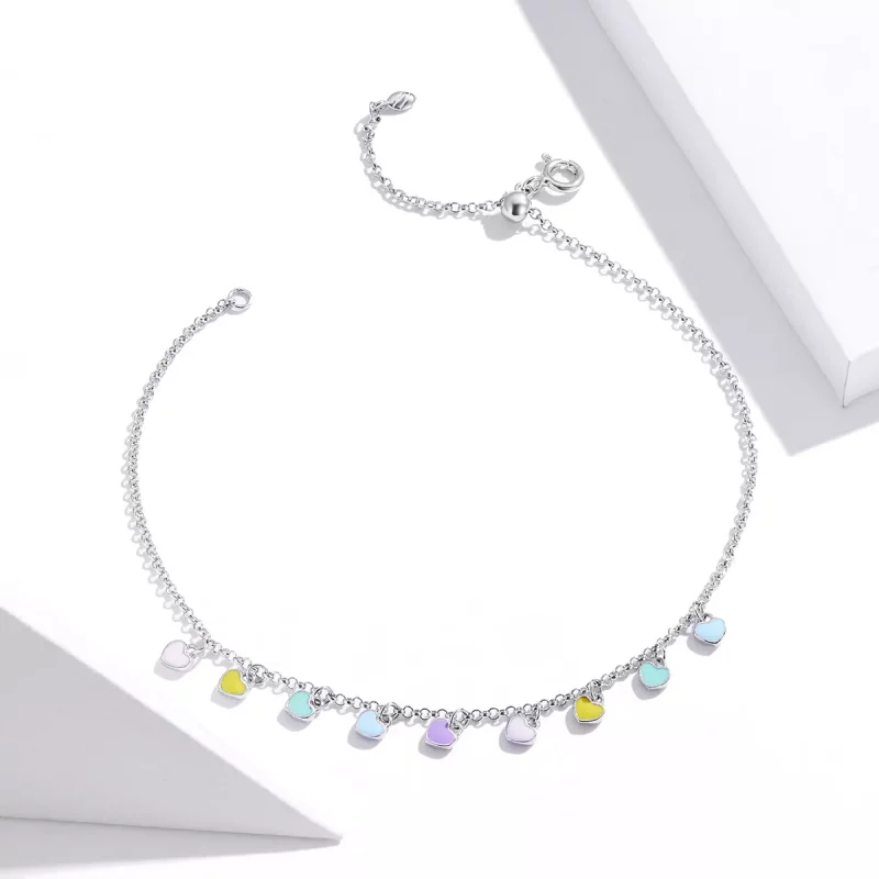 (imagen para) Pulsera de amor arcoíris plateada al estilo de Pandora - SCT020 - Ver 2