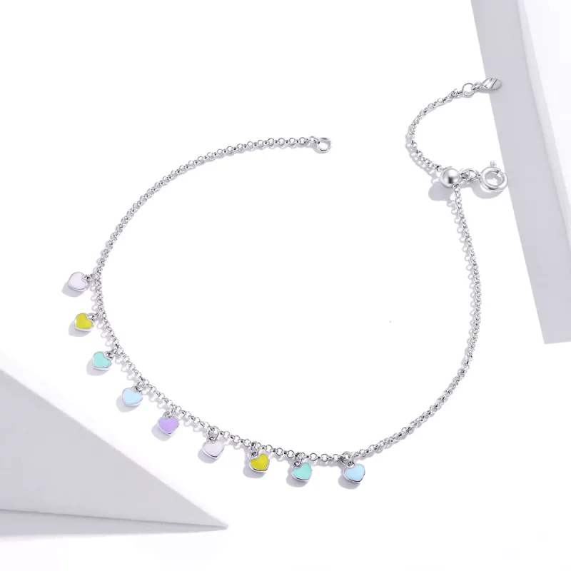 (imagen para) Pulsera de amor arcoíris plateada al estilo de Pandora - SCT020 - Ver 3