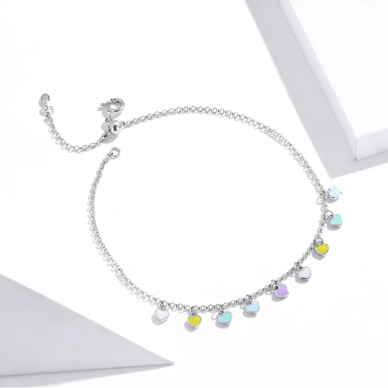 (imagen para) Pulsera de amor arcoíris plateada al estilo de Pandora - SCT020 - Ver 4