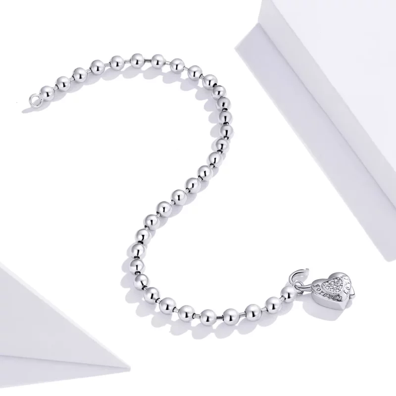 (imagen para) Pulsera de cadena con abalorio de plata al estilo de Pandora - SCB203 - Ver 4