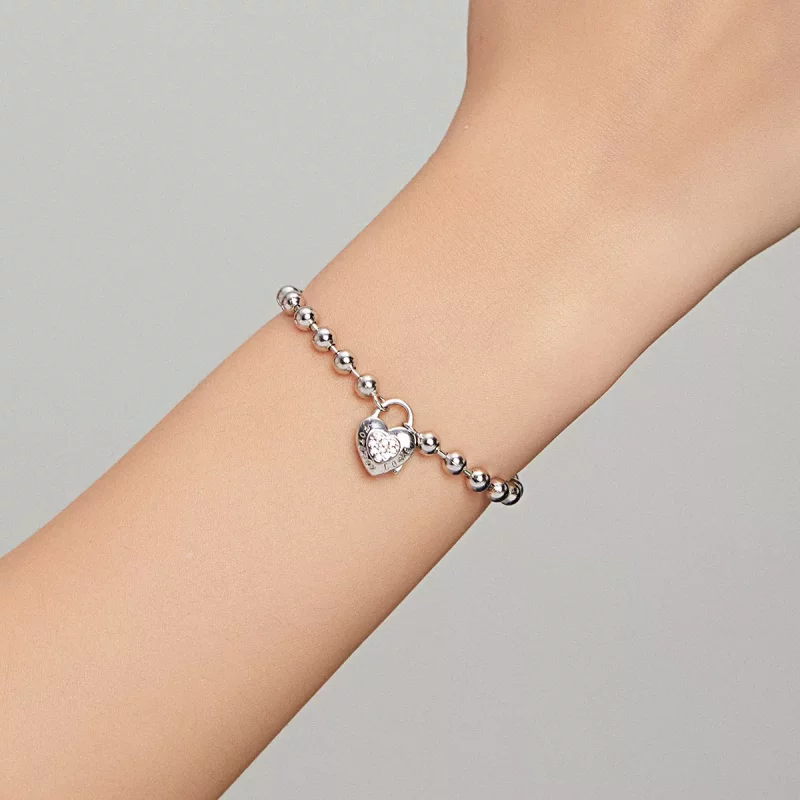 (imagen para) Pulsera de cadena con abalorio de plata al estilo de Pandora - SCB203 - Ver 7