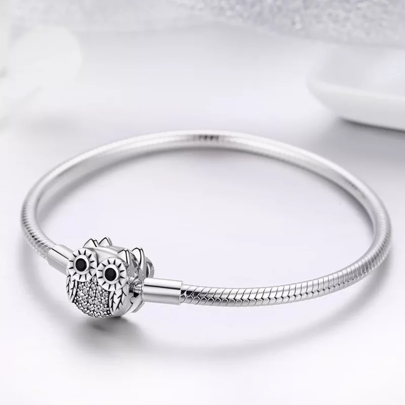 (imagen para) Pulsera de cadena de búho lindo de graduación en estilo Pandora de plata - SCB06 - Ver 4