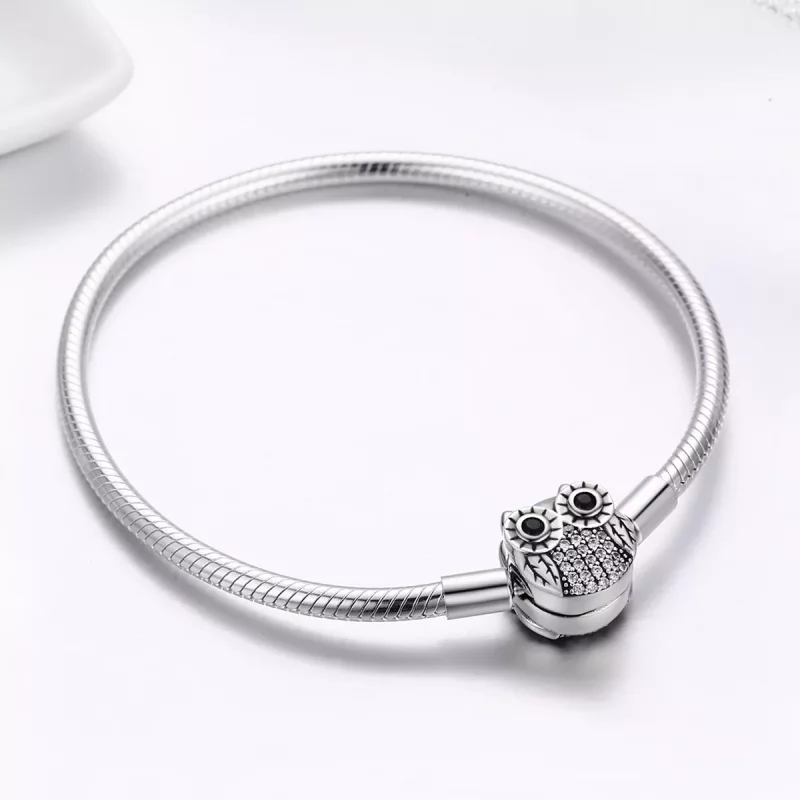 (imagen para) Pulsera de cadena de búho lindo de graduación en estilo Pandora de plata - SCB06 - Ver 5