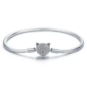 (imagen para) Pulsera de cadena de gato adorable estilo Pandora en plata - SCB053