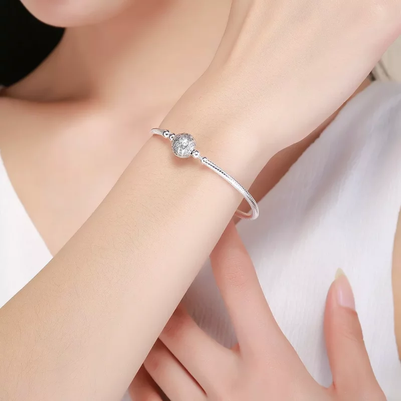 (imagen para) Pulsera de cadena delicada estilo Pandora en plata - SCB062 - Ver 2