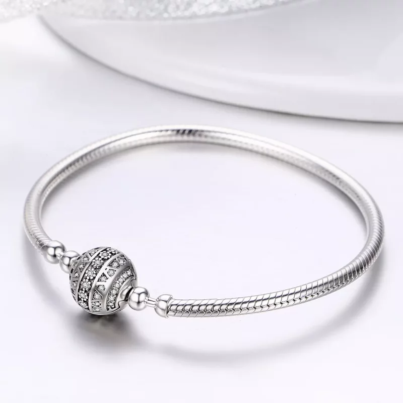 (imagen para) Pulsera de cadena delicada estilo Pandora en plata - SCB062 - Ver 4