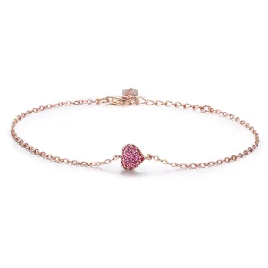 (imagen para) Pulsera de cadena elegante con estilo Pandora en oro rosa en forma de corazón - SCB050