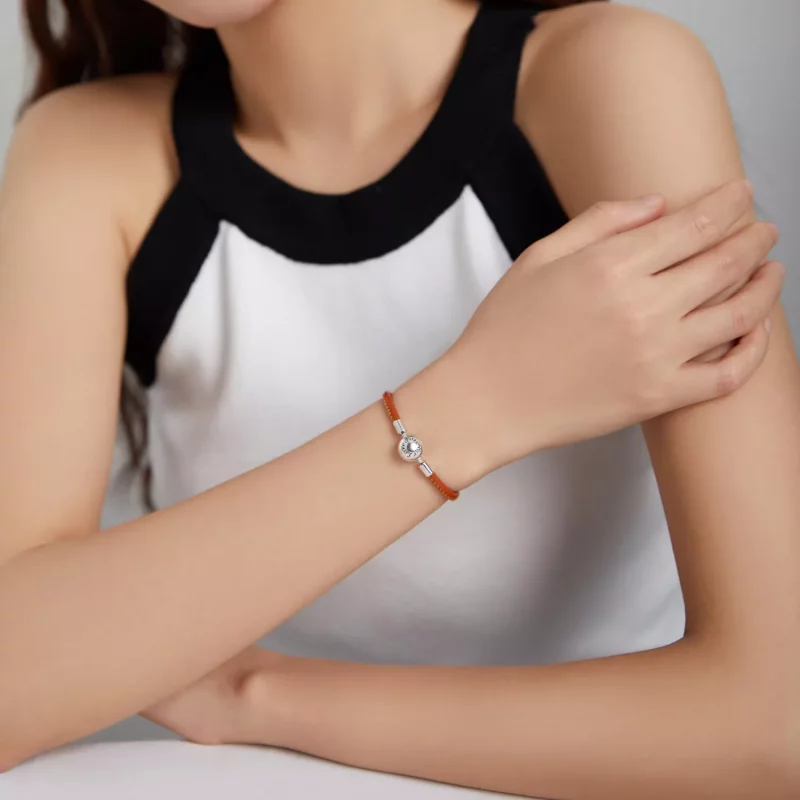 (imagen para) Pulsera de cuero en estilo Pandora plateada "Familia para siempre" - SCB215 - Ver 5
