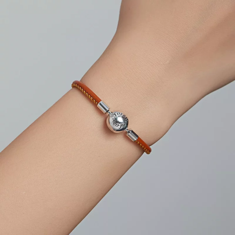 (imagen para) Pulsera de cuero en estilo Pandora plateada "Familia para siempre" - SCB215 - Ver 7
