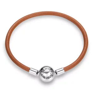 (imagen para) Pulsera de cuero en estilo Pandora plateada "Familia para siempre" - SCB215