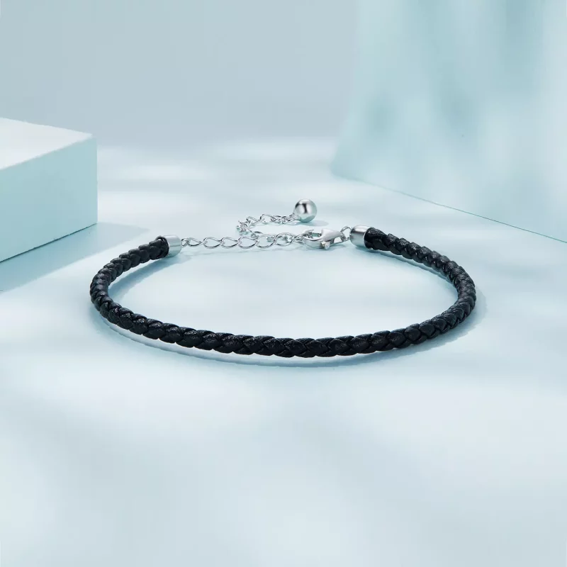 (imagen para) Pulsera de Cuero Simple Estilo Pandora - SCB243-BK - Ver 2