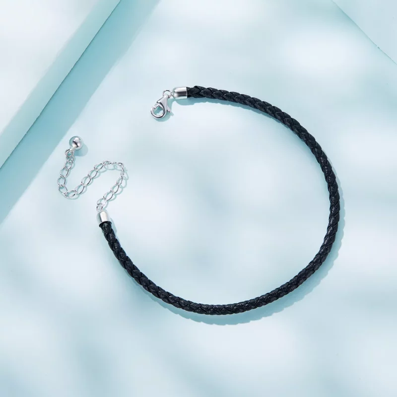 (imagen para) Pulsera de Cuero Simple Estilo Pandora - SCB243-BK - Ver 3
