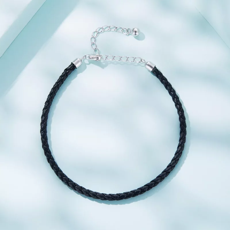 (imagen para) Pulsera de Cuero Simple Estilo Pandora - SCB243-BK - Ver 4