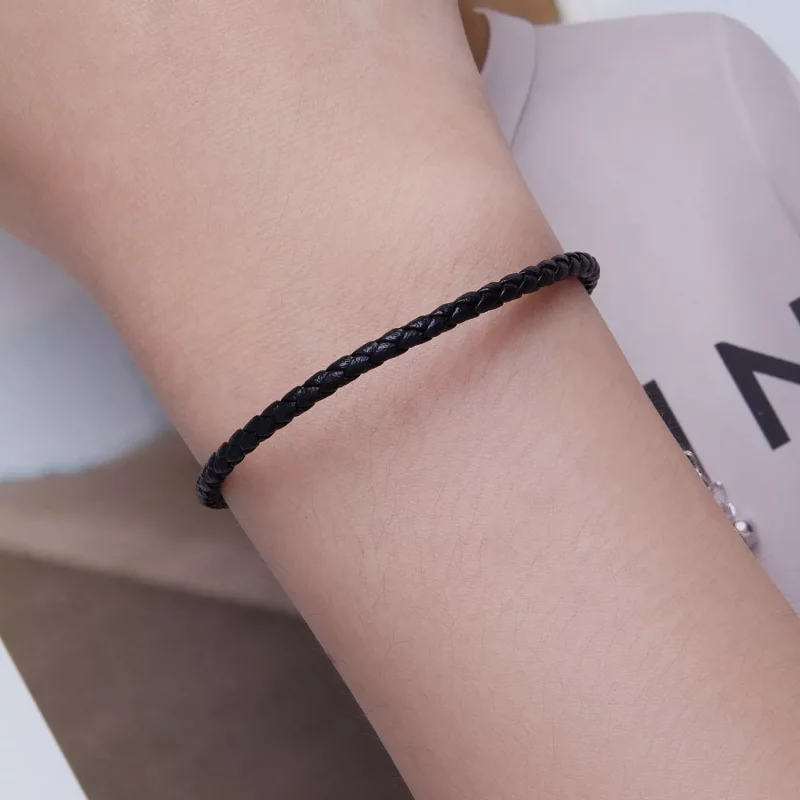 (imagen para) Pulsera de Cuero Simple Estilo Pandora - SCB243-BK - Ver 5