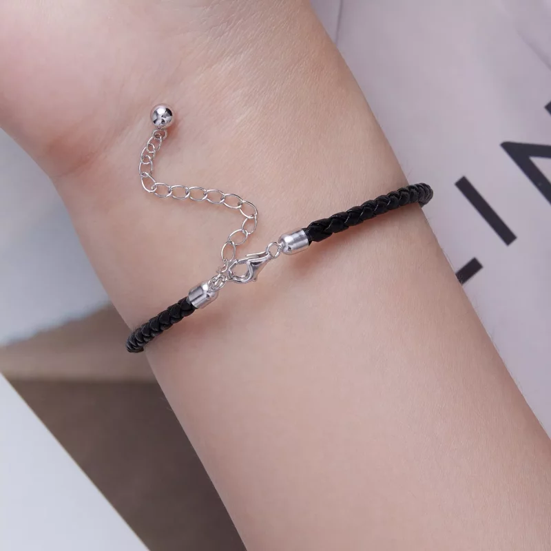(imagen para) Pulsera de Cuero Simple Estilo Pandora - SCB243-BK - Ver 6