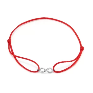 Pulsera de estilo Pandora con cordón rojo y broche de plata en forma de infinito - SCB176 (imagen para) Pulsera de estilo Pandora con cordón rojo y broche de plata en forma de infinito - SCB176