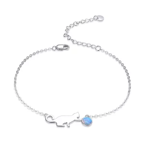 Pulsera de estilo Pandora con gato y ópalo - SCB175 (imagen para) Pulsera de estilo Pandora con gato y ópalo - SCB175