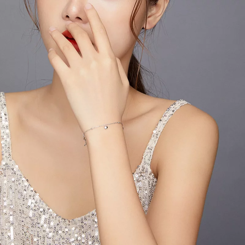 (imagen para) Pulsera de estilo Pandora en plata con corazón amoroso - SCB191 - Ver 6