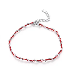 (imagen para) Pulsera de estilo Pandora en plata y cuerda roja - SCB173-Rd