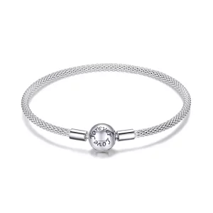(imagen para) Pulsera de malla de plata estilo Pandora con diseño de Amor Eterno - SCB105