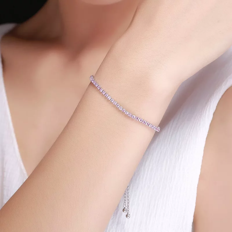 (imagen para) Pulsera de tenis deslizante elegante de estilo Pandora en plata - SCB045 - Ver 2