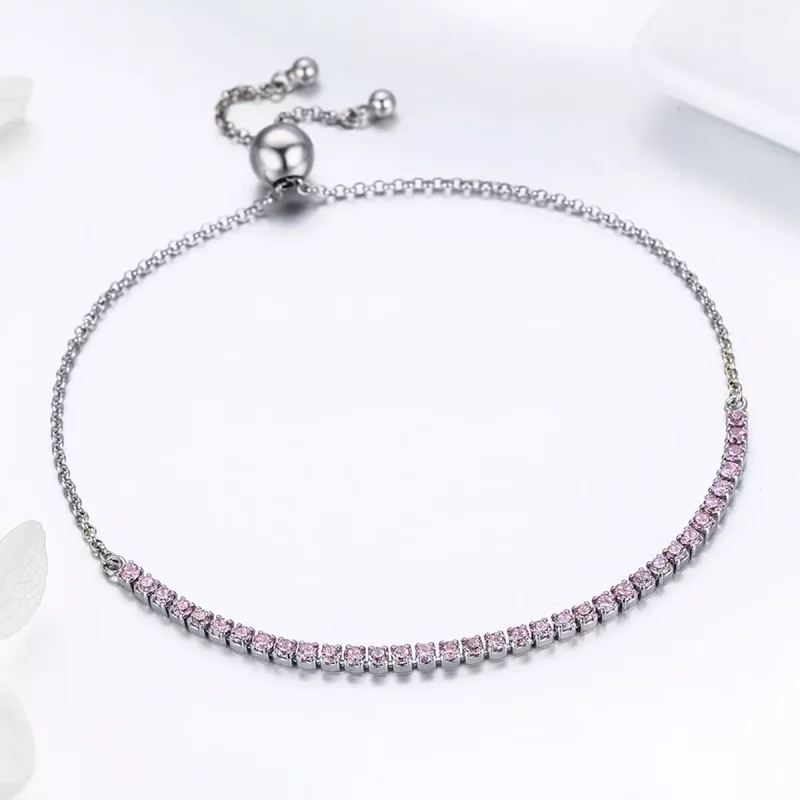 (imagen para) Pulsera de tenis deslizante elegante de estilo Pandora en plata - SCB045 - Ver 4