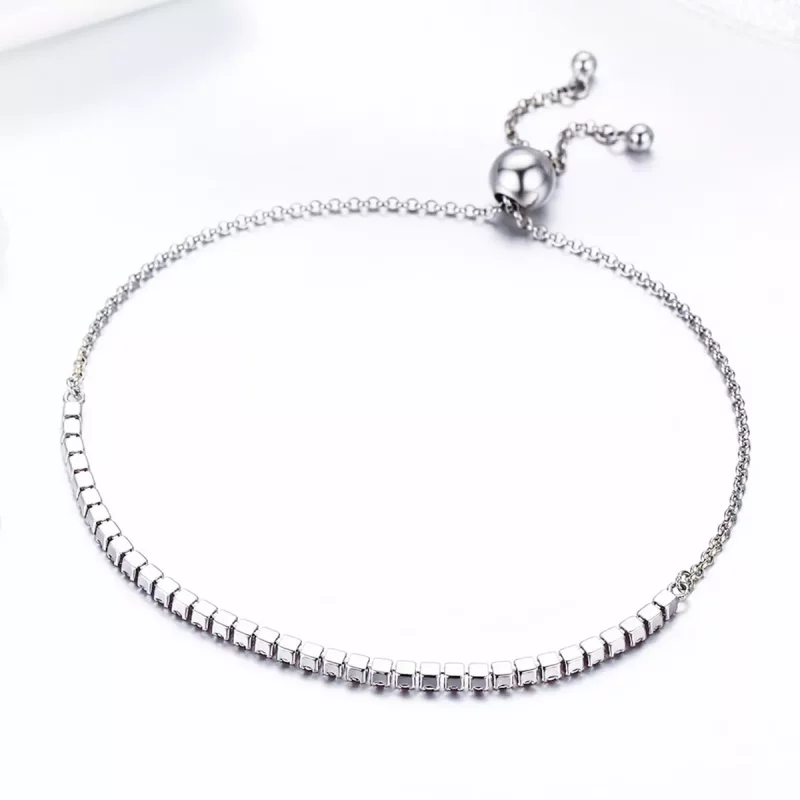 (imagen para) Pulsera de tenis deslizante elegante de estilo Pandora en plata - SCB045 - Ver 6