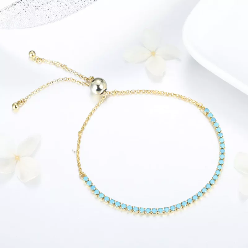 (imagen para) Pulsera de tenis deslizante estilo Pandora de plata con cielo azul - SCB118 - Ver 2