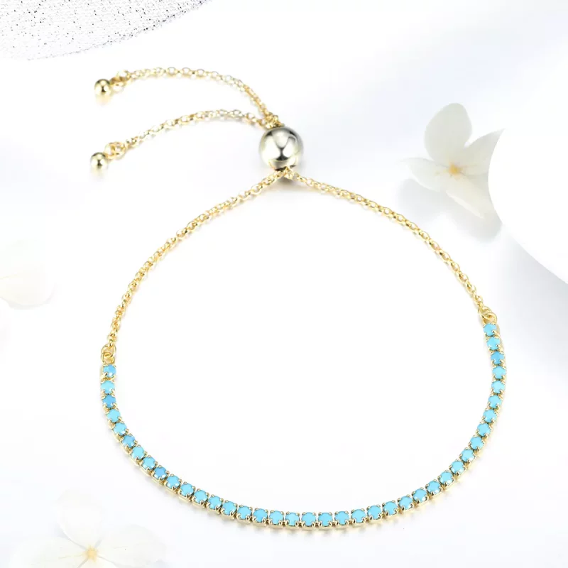 (imagen para) Pulsera de tenis deslizante estilo Pandora de plata con cielo azul - SCB118 - Ver 4